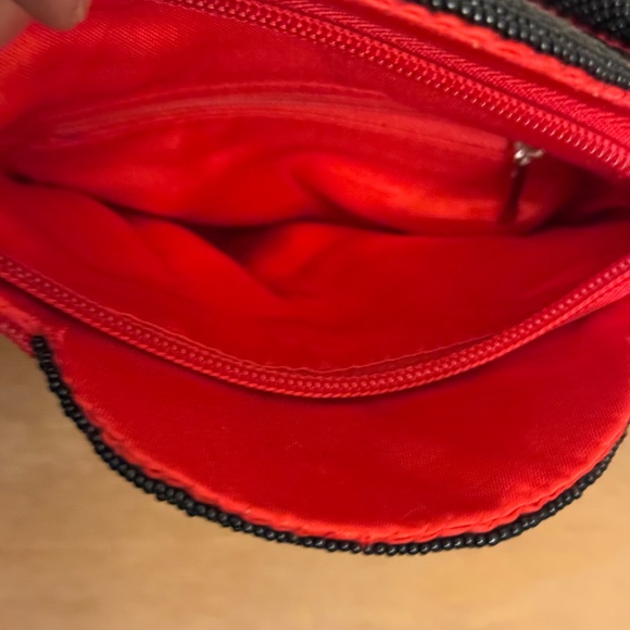 VTG Red Black Seed Beaded Ladybug Purse & Wallet Set Kitsch Handbag Mid-Century - Picture 4 of 10